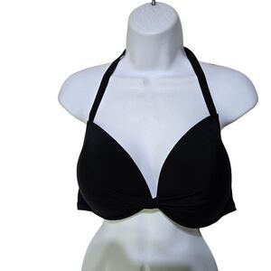 Victoria's Secret Swim Solid Black Twist‎ Push-Up Padded Bikini Top NWT 38D